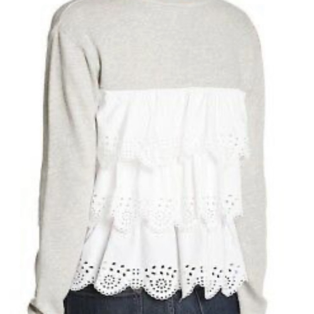 joie sweatshirt back tired ruffled eyelet top